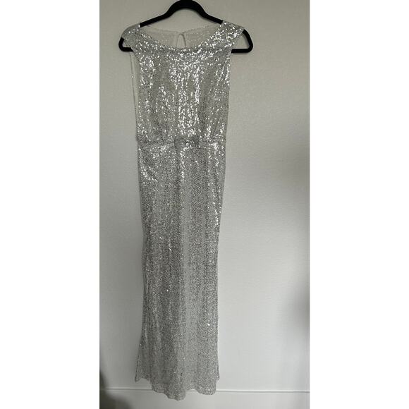 Silver Sequin Coquette Maxi Gown - S - Picture 1 of 4